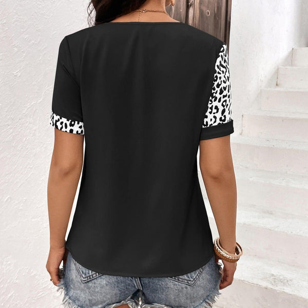 Leopard Round Neck Short Sleeve Tee - Crazy Like a Daisy Boutique #