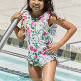 Marina West Swim Bring Me Flowers V-Neck One Piece Swimsuit Cherry Blossom Cream KIDS - Crazy Like a Daisy Boutique #