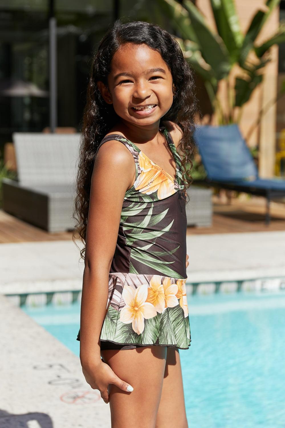 Marina West Swim Clear Waters Swim Dress in Aloha Brown KIDS - Crazy Like a Daisy Boutique #