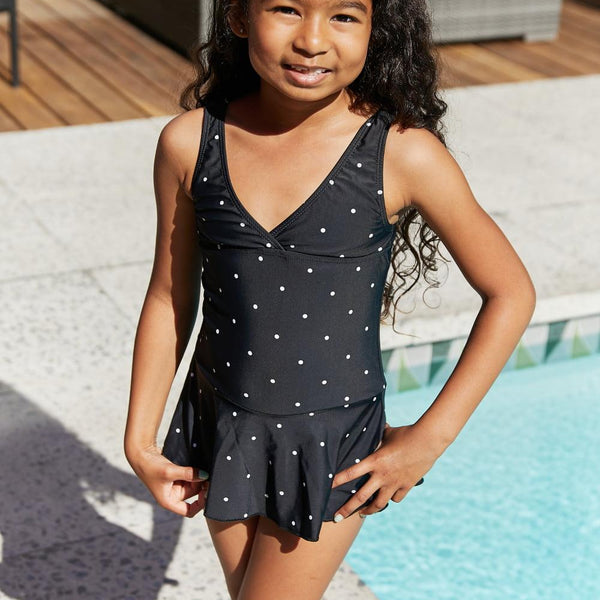Marina West Swim Clear Waters Swim Dress in Black/White Dot KIDS - Crazy Like a Daisy Boutique #