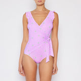 Marina West Swim Float On in Carnation Pink Ruffle Faux Wrap One-Piece - Crazy Like a Daisy Boutique