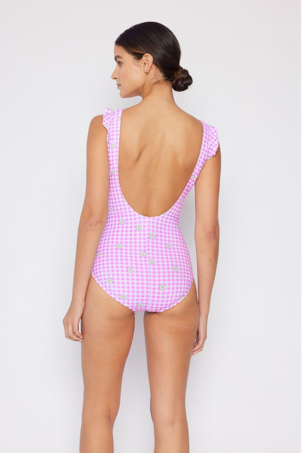 Marina West Swim Float On in Carnation Pink Ruffle Faux Wrap One-Piece - Crazy Like a Daisy Boutique
