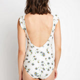 Marina West Swim Float On in Daisy Cream Ruffle Faux Wrap One-Piece - Crazy Like a Daisy Boutique
