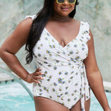 Marina West Swim Float On in Daisy Cream Ruffle Faux Wrap One-Piece - Crazy Like a Daisy Boutique #