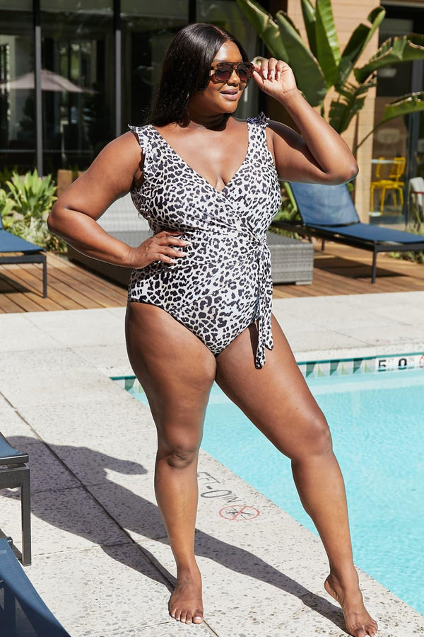 Marina West Swim Float On Ruffled One-Piece in Cat - Crazy Like a Daisy Boutique #