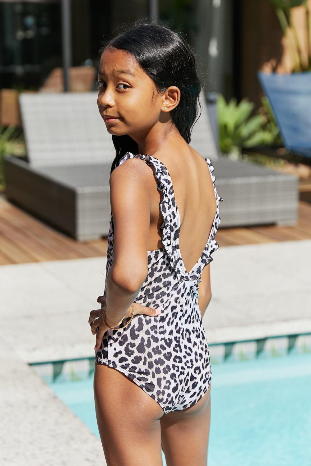 Marina West Swim Float On Ruffled One-Piece in Cat KIDS - Crazy Like a Daisy Boutique #