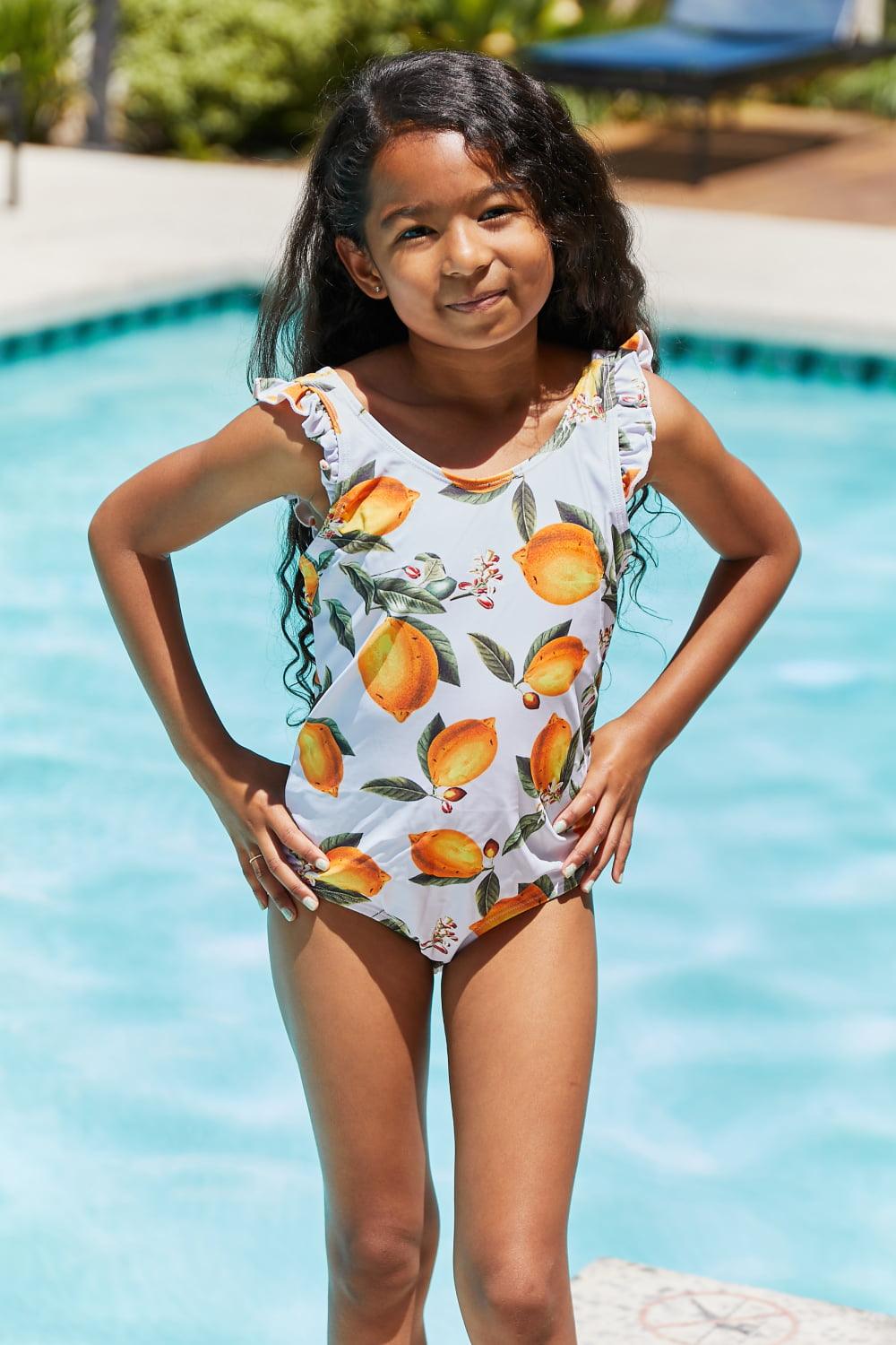 Marina West Swim Float On Ruffled One-Piece in Citrus Orange KIDS - Crazy Like a Daisy Boutique #