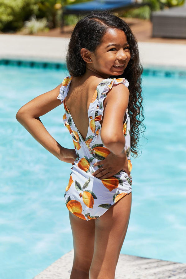 Marina West Swim Float On Ruffled One-Piece in Citrus Orange KIDS - Crazy Like a Daisy Boutique #
