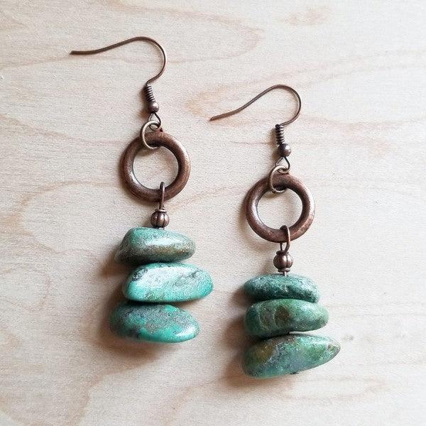 Natural Turquoise Stacked Gemstone Earrings - Crazy Like a Daisy Boutique