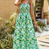 Printed Tie-Shoulder Smocked Maxi Dress - Crazy Like a Daisy Boutique