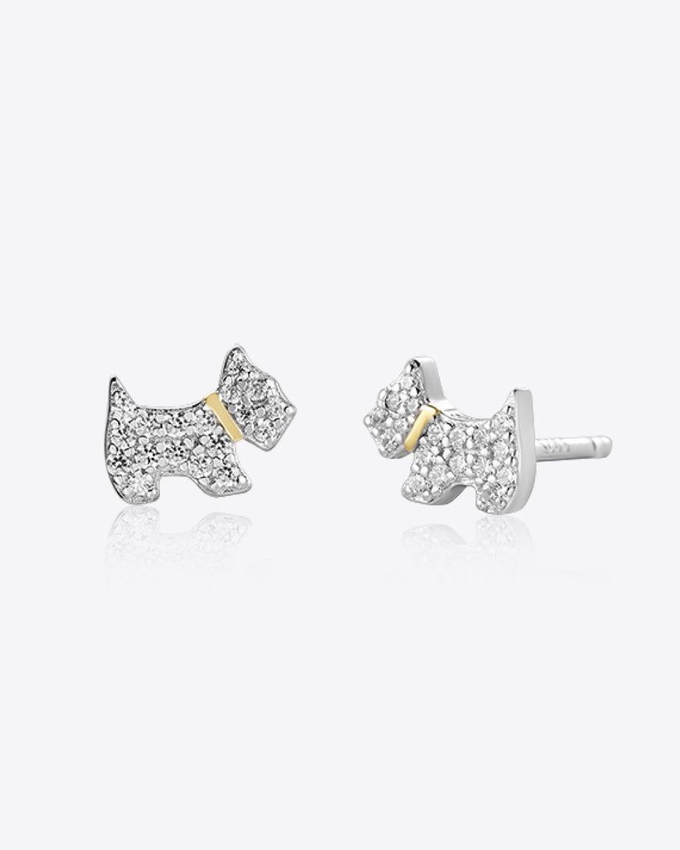 Puppy Zircon 925 Sterling Silver Stud Earrings - Crazy Like a Daisy Boutique