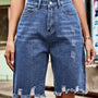 Raw Hem High Waist Denim Shorts with Pockets - Crazy Like a Daisy Boutique #