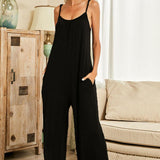 Scoop Neck Spaghetti Strap Jumpsuit with Pockets - Crazy Like a Daisy Boutique #