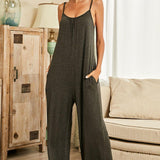 Scoop Neck Spaghetti Strap Jumpsuit with Pockets - Crazy Like a Daisy Boutique #