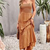 Smocked Lace-Up Tiered Dress - Crazy Like a Daisy Boutique