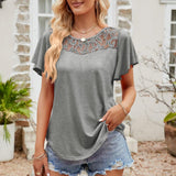Spliced Lace Flutter Sleeve Top - Crazy Like a Daisy Boutique