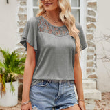 Spliced Lace Flutter Sleeve Top - Crazy Like a Daisy Boutique #
