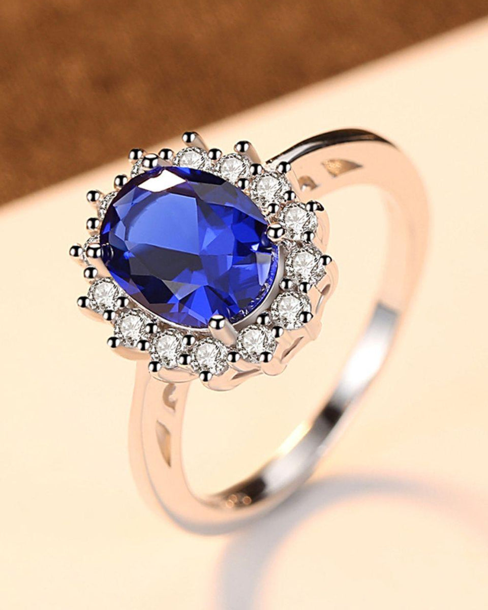 Synthetic Sapphire 925 Sterling Silver Ring - Crazy Like a Daisy Boutique