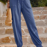 Textured Smocked Waist Pants with Pockets - Crazy Like a Daisy Boutique #