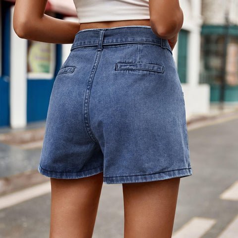 Tie Belt Denim Shorts with Pockets - Crazy Like a Daisy Boutique