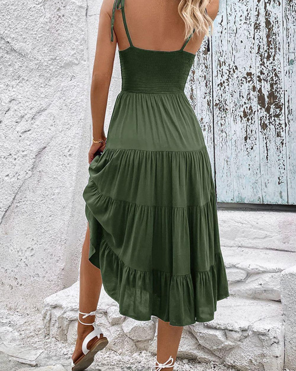 Tie-Shoulder Tiered Midi Dress - Crazy Like a Daisy Boutique