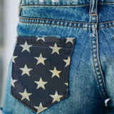 US Flag Distressed Denim Shorts - Crazy Like a Daisy Boutique #