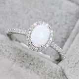 White Opal 925 Sterling Silver Halo Ring - Crazy Like a Daisy Boutique #